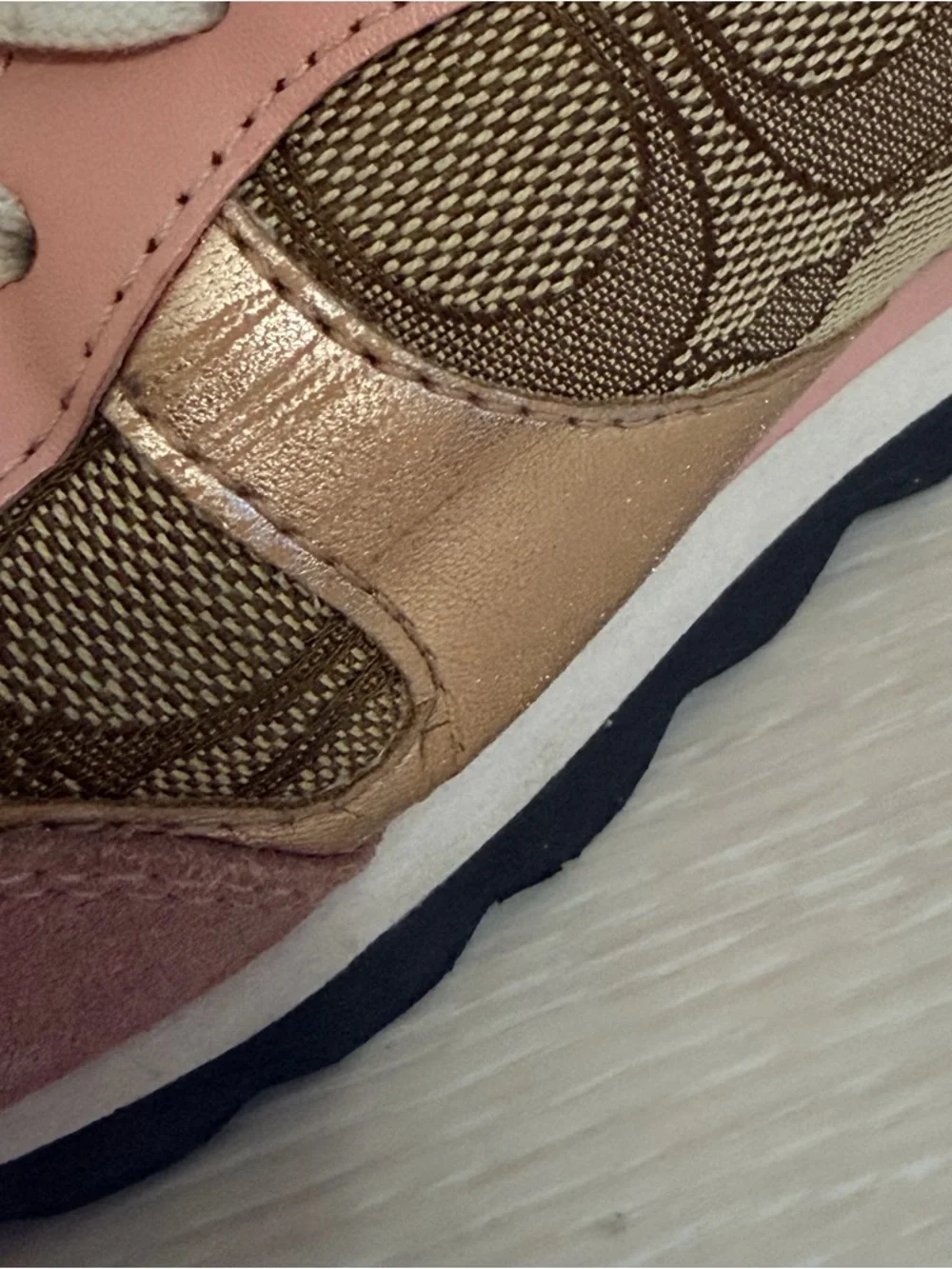 Coach Pink & Tan Signature Logo Sneakers - Picture 8 of 8